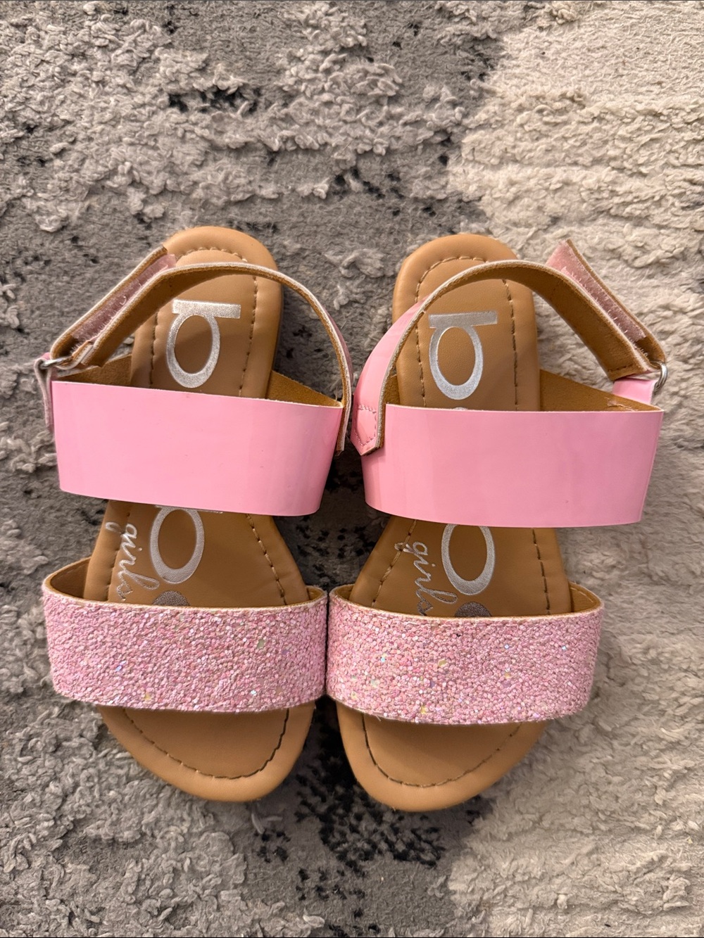 Bebe Pink Glitter & Patent Strap Girls Sandals